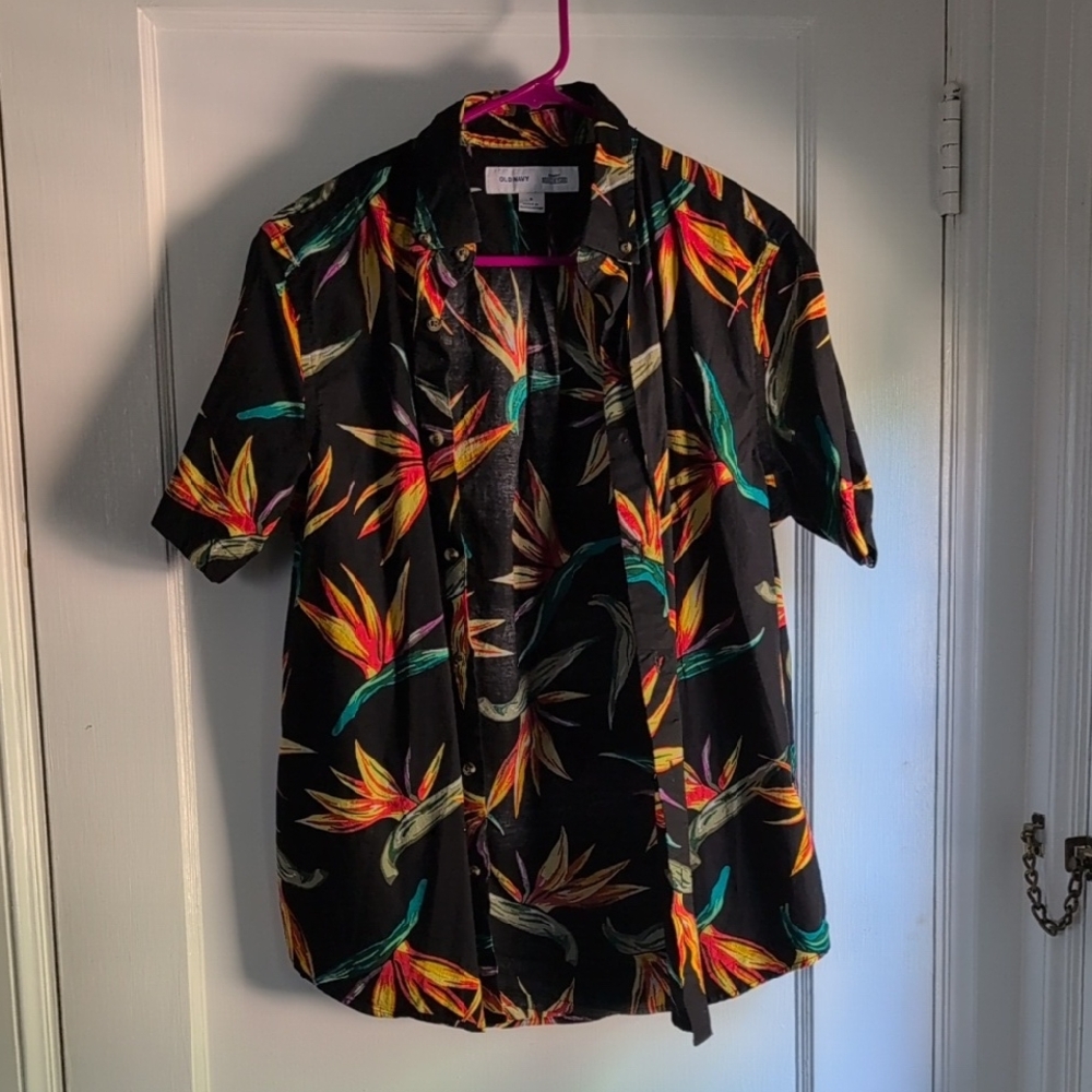 Tropical Black Floral Men's Shirt